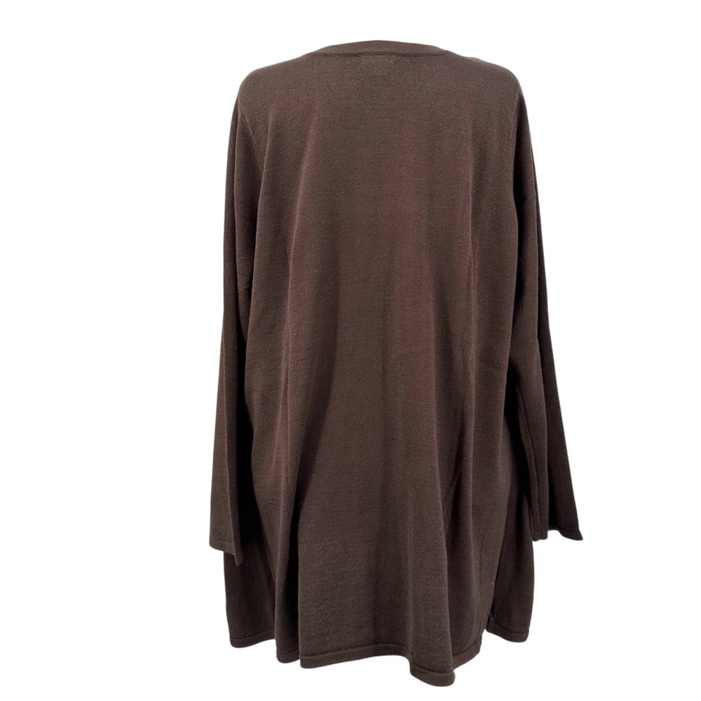 CATHERINES Layered Knit Sweater Chocolate Brown Sequin Trim Tunic Size 1X - Picture 4 of 10
